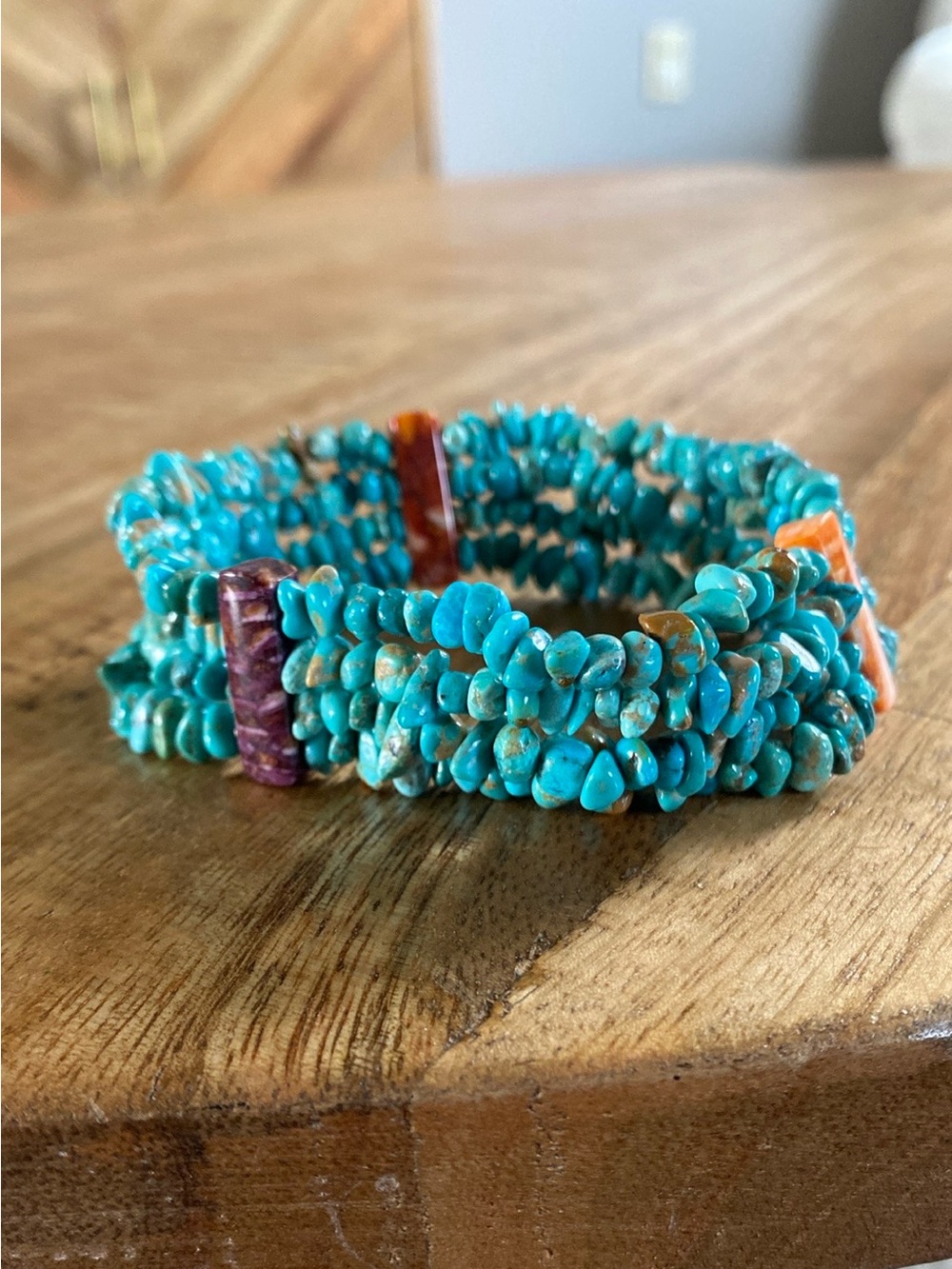 Jay King Desert Rose Trading (DTR) Multi-Strand Turquoise Chip Stretch Bracelet